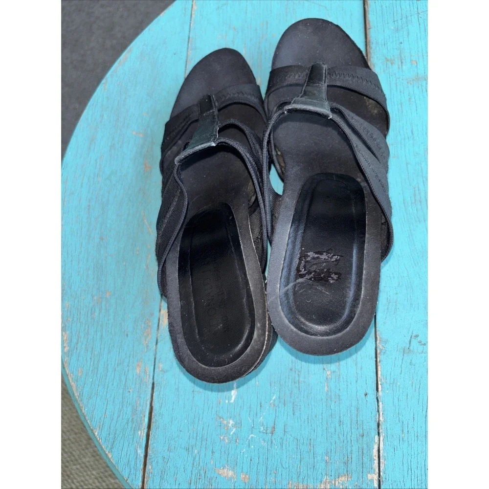 Donald J. Pliner Womens Belle S4 Slip On Black Suede Wedge Sandals 9.5 M